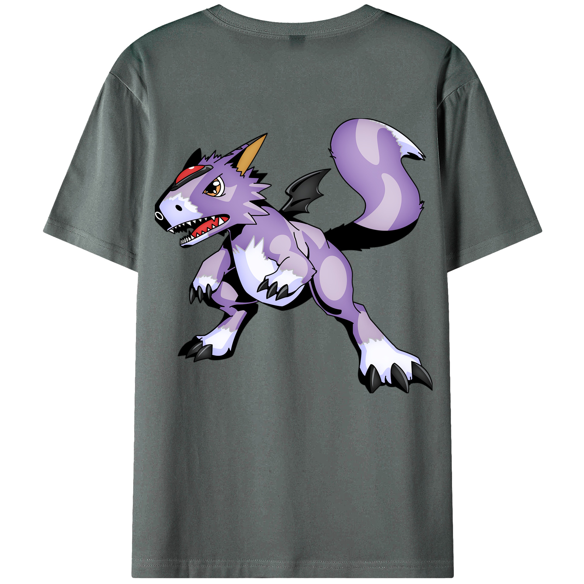 （画像用） Digimon デジタルモンスター/デジモン 綿100％ メンズ半袖Tシャツ（バックプリント） 通気性